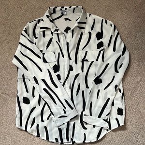 Black and White Patterned Blouse from Fashion Nova